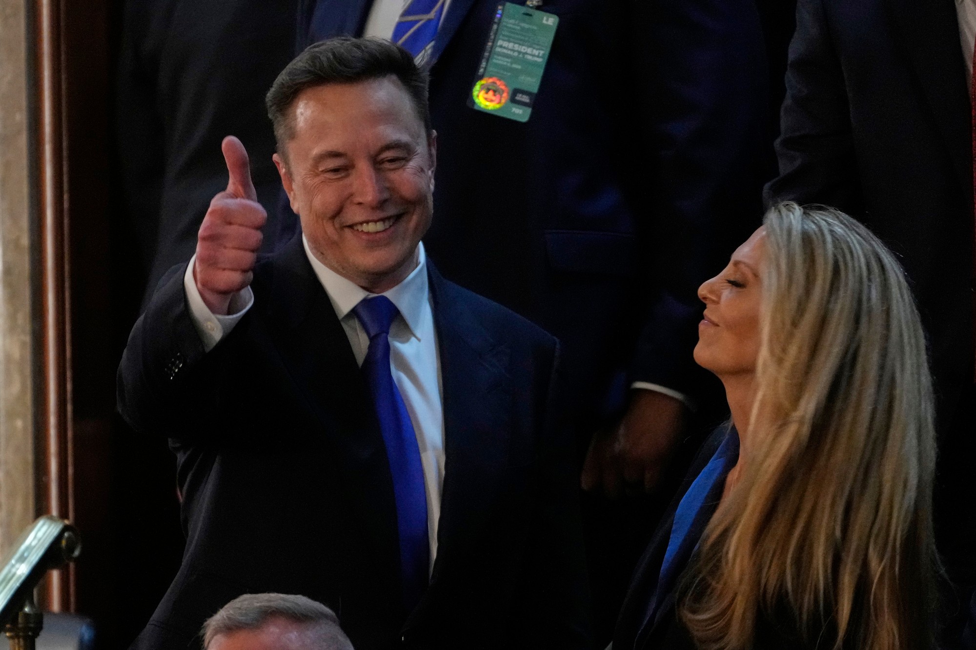 Elon Musk počas príhovoru prezidenta Donalda Trumpa na spoločnom zasadnutí Kongresu v Kapitole vo Washingtone.