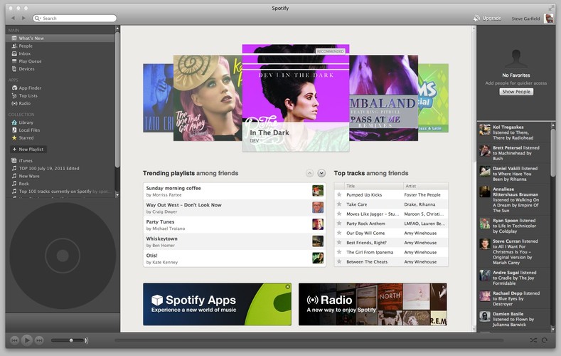 Jest to szwedzki muzyczny serwis, który powstał w październiku 2008. Umożliwia on swoim użytkownikom dostęp do muzyki w strumieniu poprzez oprogramowanie dostosowane do bardzo szerokiego zestawu systemów operacyjnych: Linux, Microsoft Windows i Mac OS X. Powstanie tego typu serwisów doprowadziło do rewolucji w dystrybucji plików muzycznych. Spotify wypiera przenośne odtwarzacze plików w formacie mp3, iPody oraz dyski przenośne. Serwis umożliwia słuchanie muzyki na żądanie, do której prawa posiada wielu właścicieli, zarówno światowych potentatów, jak i niezależnych, niewielkich wytwórni.