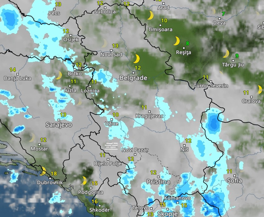 Kretanje kiše u 5 časova