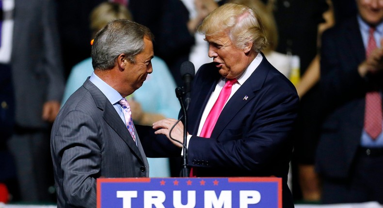 Nigel Farage on the campaign trail alongside President Trump.
