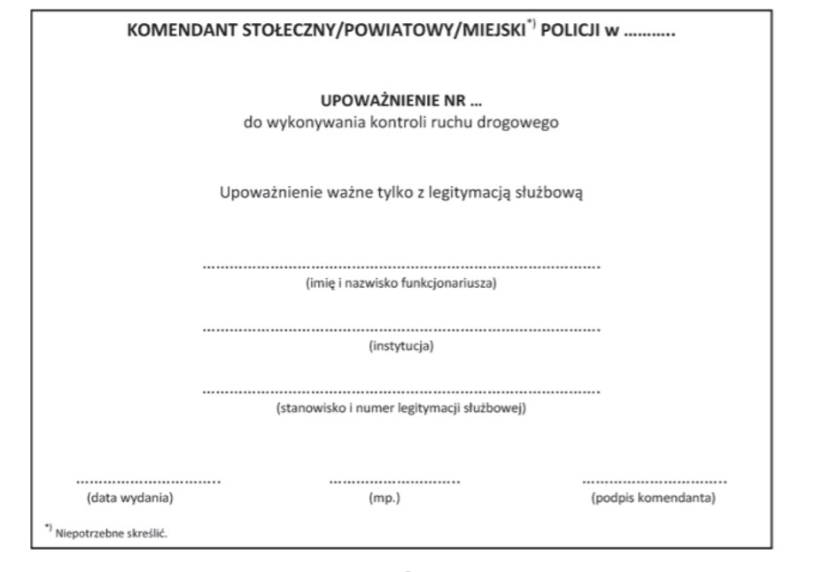 Takie upoważnienie musi mieć zatrzymujący pojazd strażnik miejski lub leśny