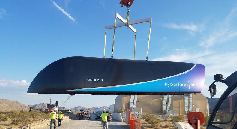 The Hyperloop One pod measures 28 feet long and is designed to carry people and cargo.