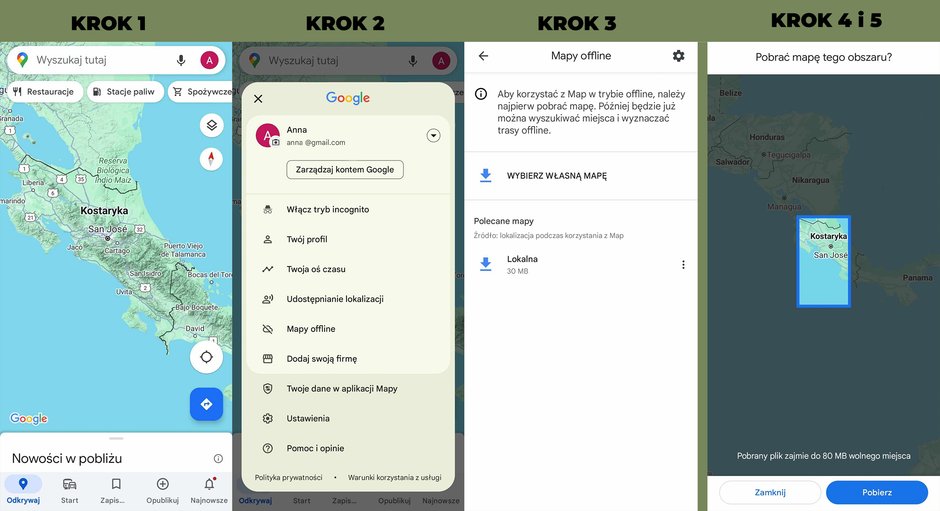 Instrukcja korzystania z map offline w Google Maps