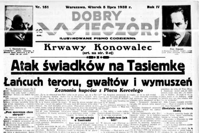Fragment gazety "Dobry Wieczór". Nr 157, 5 lipca 1932
