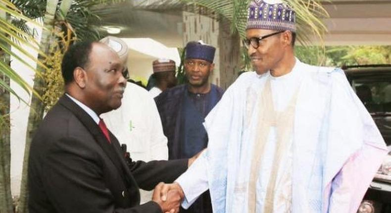 Former Head of State, Yakubu Gowon and President Muhammadu Buhari