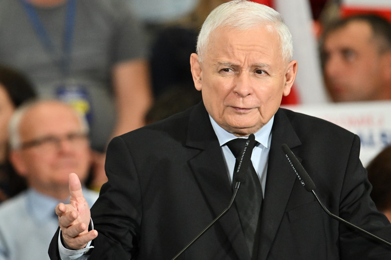 Jarosław Kaczyński podczas spotkania we Włoszczowej (01.10.2023)