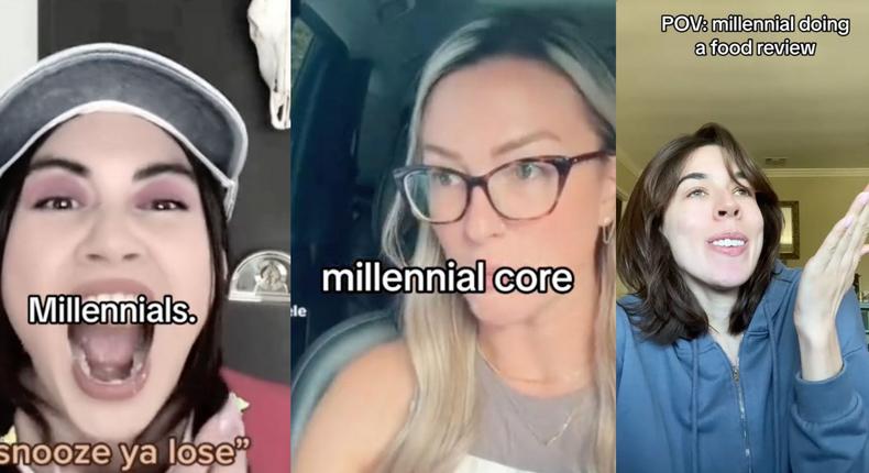 Compilations of stereotypical millennial behavior rack up millions of views.TikTok: @bianca_magick, @babiesofsteele, @jimmycocoapuffs, @biancascaglione