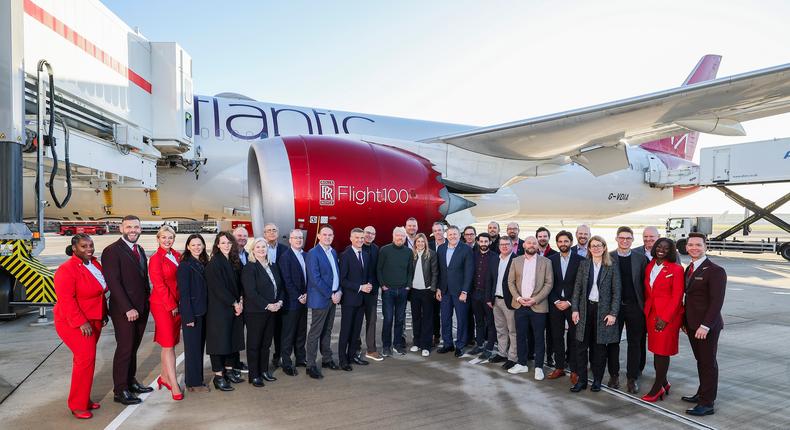 Flight100 is the first commercial airliner to cross the Atlantic using 100% sustainable aviation fuel.Virgin Atlantic
