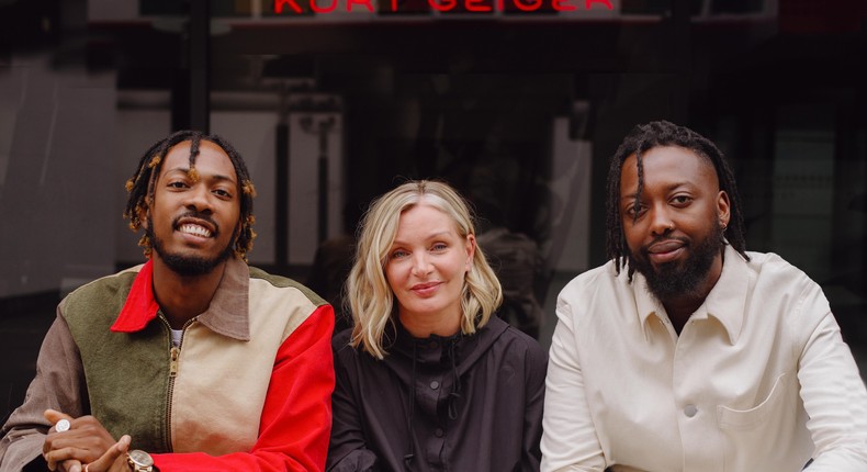 GUAP'S founders: Jide Adetunji (left) and Ibrahim Kamara (right), with Kurt Geiger's chief creative officer, Rebecca Farrar-Hockley.
