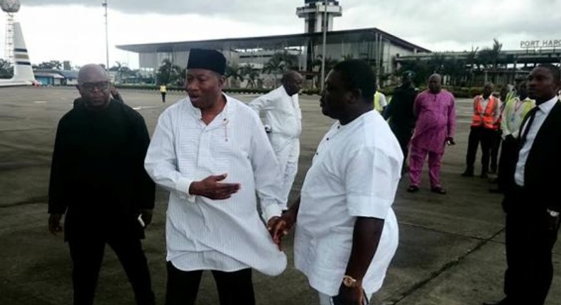 Former President, Goodluck Jonathan at Port Harcourt Airport 