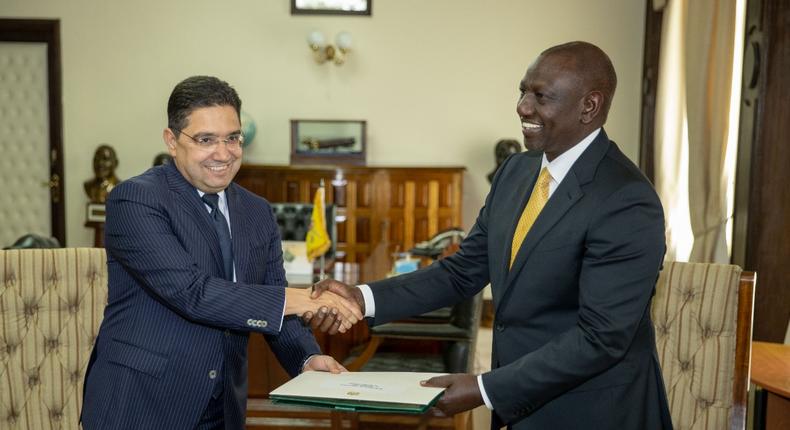 President William Ruto meeting with Moroccan Foreign Minister Nasser Bourita, who delivered a congratulatory message from Morocco's King His Majesty Mohammed VI.