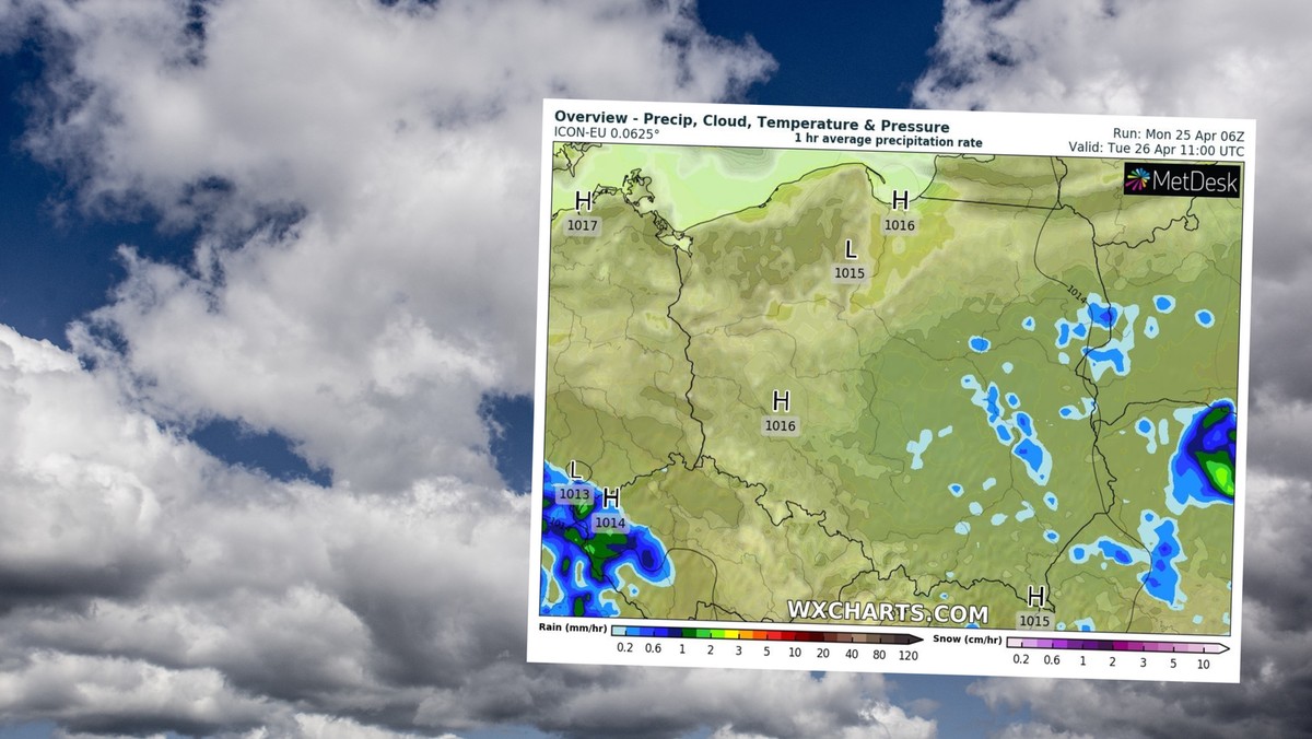 Prognoza pogody na wtorek, 26 kwietnia. Polska podzielona