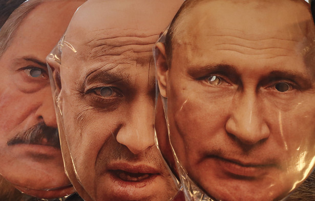 Maski Alaksandra Łukaszenki, Jewgienija Prigożyna i Władimira Putina