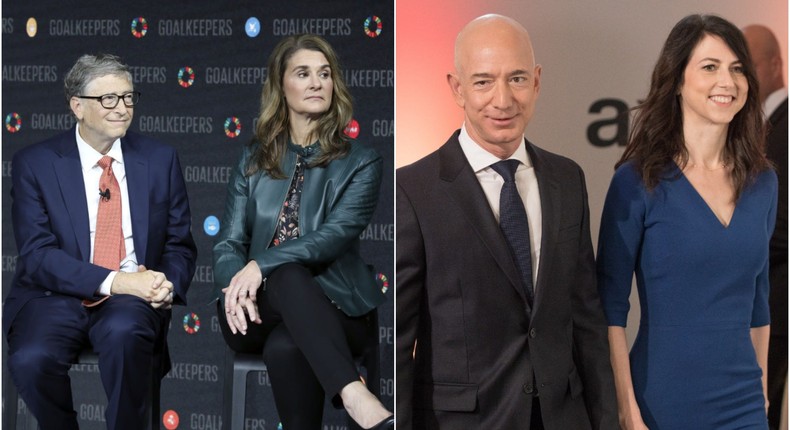 Bill and Melinda Gates, and Jeff Bezos and his ex-wife Mackenzie Scott.
