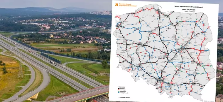 Autostrady, drogi ekspresowe, drogi krajowe i obwodnice w budowie. Aktualny stan