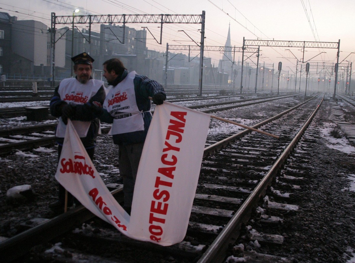Strajk kolejarzy w Katowicach