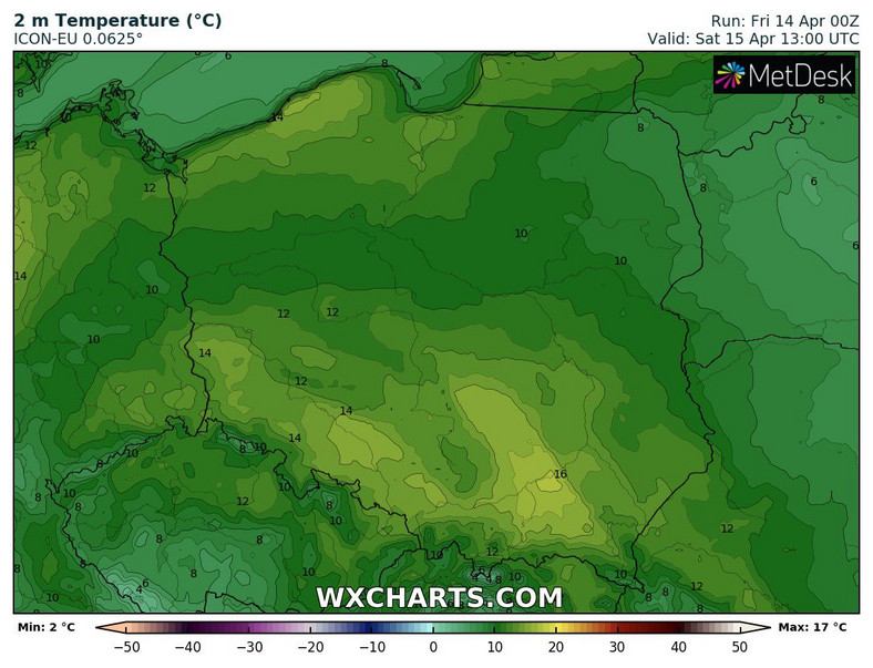 W głównej strefie opadów temperatura nie będzie w stanie przekroczyć 10 st. C