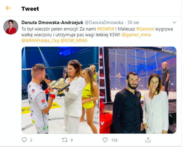 Zdjęcie z Mamedem Chalidowem na twitterowym profilu minister sportu Danuty-Dmowskiej-Andrzejuk