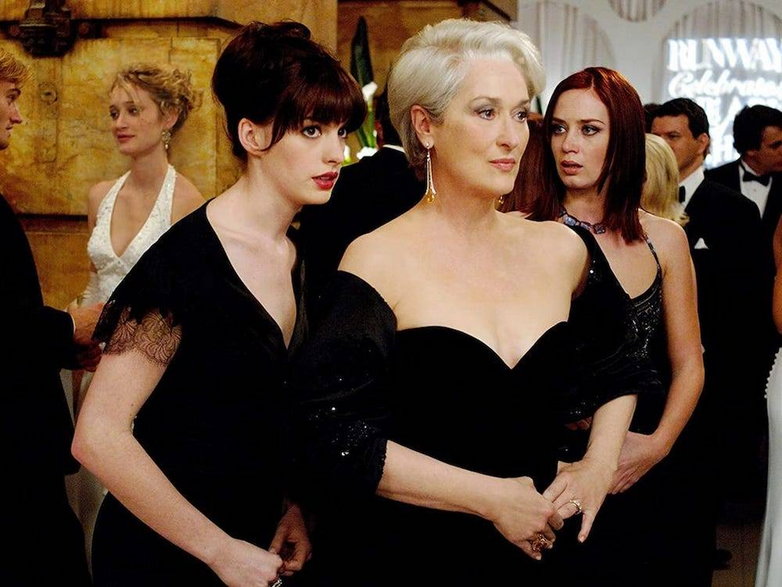 Anne Hathaway, Meryl Streep i Emily Blunt w filmie "Diabeł ubiera się u Prady"