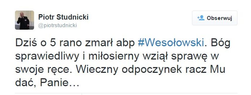 Józef Wesołowski nie żyje