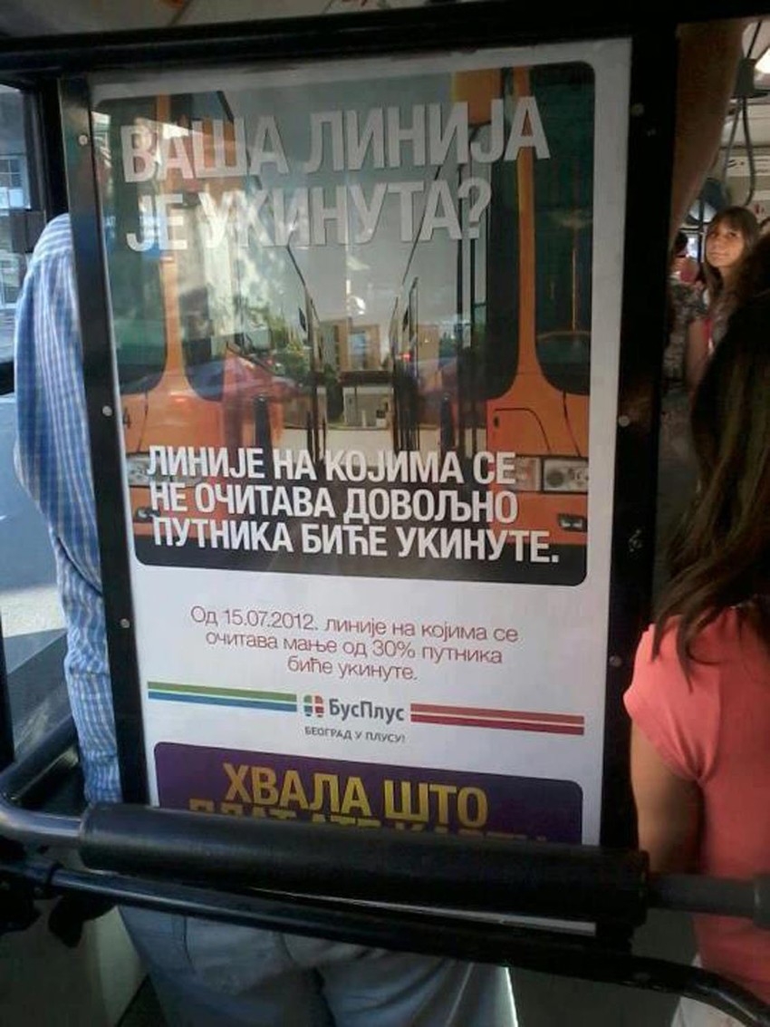 Sporni plakati sa pretnjom da će linije biti ukinute naljutili putnike