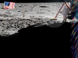 Armstrong Astronauta przy module księżycowym Księzyc