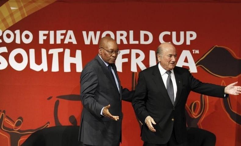 FIFA president Joseph Sepp Blatter and South Africa president Jacob Zuma attend the launch of the FIFA World Cup Legacy Trust for South Africa in Johannesburg