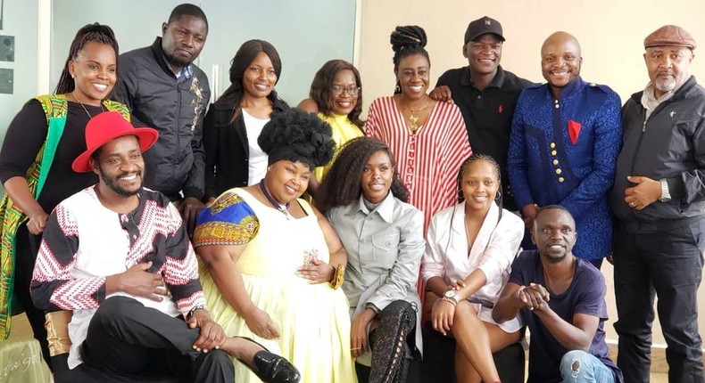 The cast of Papa Shirandula celebrating the death anniversary of Charles Bukeko