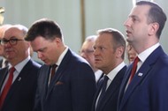 Włodzimierz Czarzasty, Szymon Hołownia, Donald Tusk, Władysław Kosiniak-Kamysz