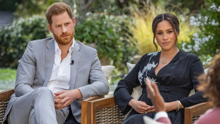  Meghan Markle i książę Harry podczas rozmowy z Oprah Winfrey