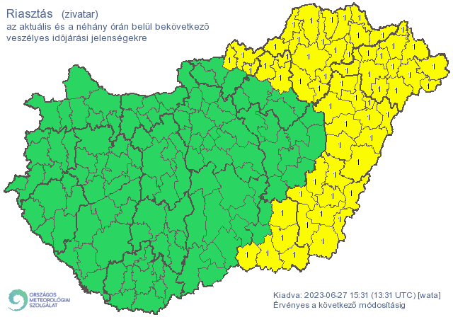 Az ország keleti részére kiadták a riasztást / Fotó: met.hu