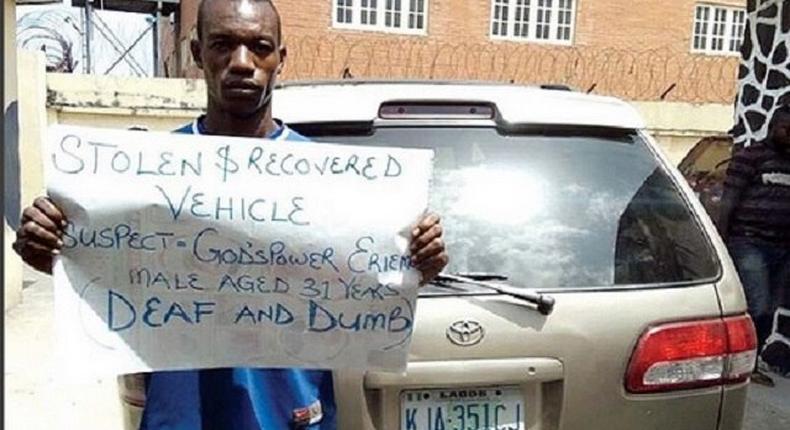 The suspected car thief, Godspower Eriemo