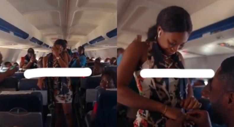 Despite's son propose to his girlfriend on a plane