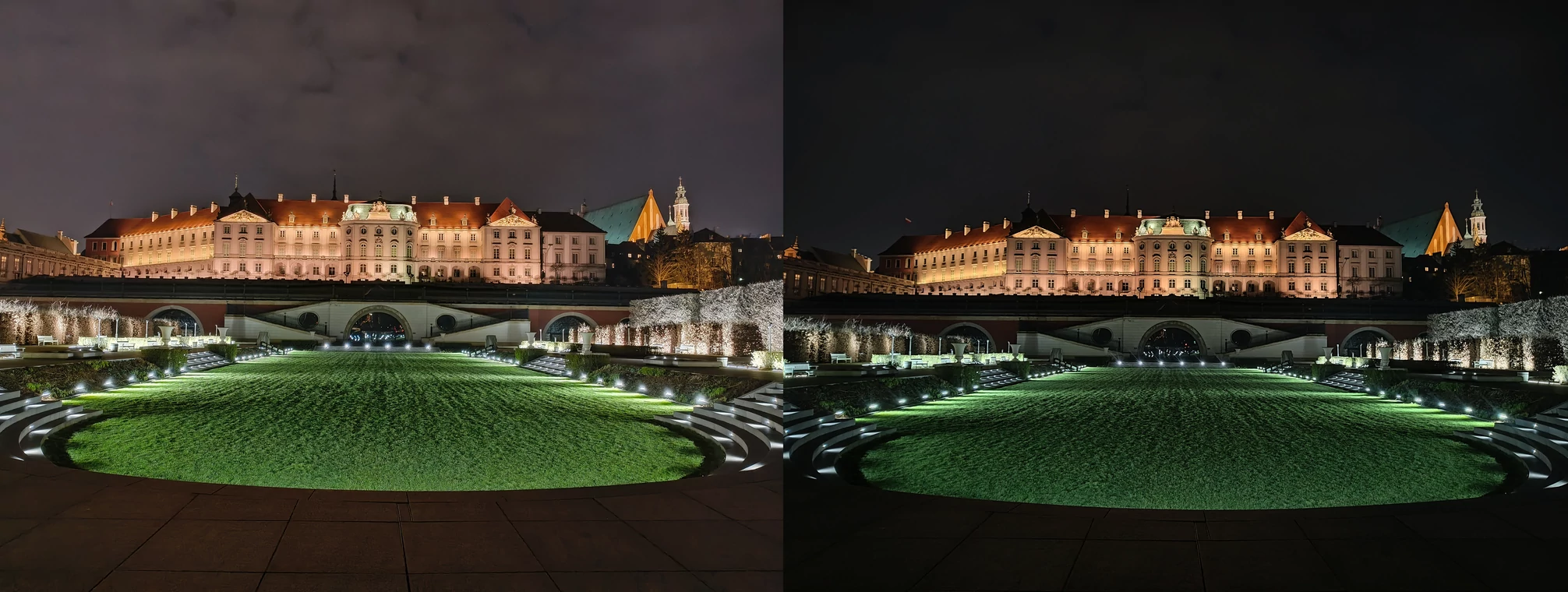 Nocne zdjęcia standardowe — po lewej Nothing Phone (2a), po prawej Nothing Phone (1). Kliknij, aby powiększyć)