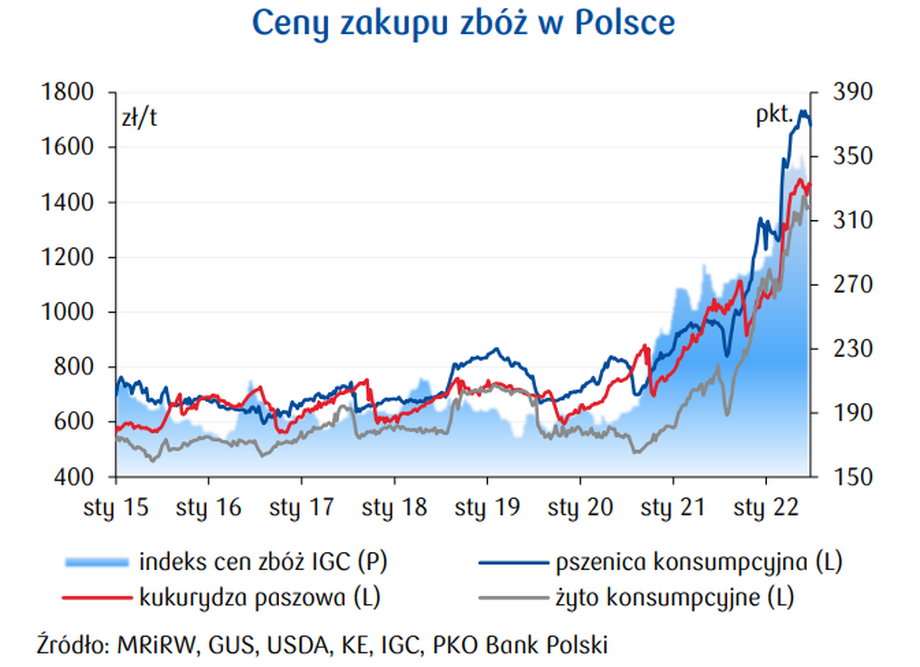 Ceny zbóż w Polsce w kilka lat znacząco wzrosły