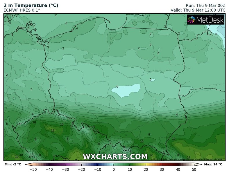 Tylko na południu zapowiadamy dość wysoką temperaturę