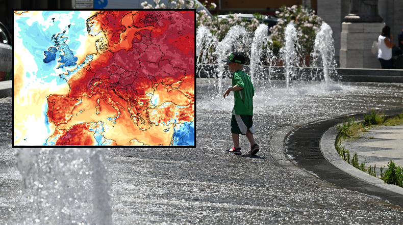 Fale upałów zalewają wiele krajów Europy. Temperatura znowu zbliży się do 40 st. C (mapa: tropicaltidbits.com)