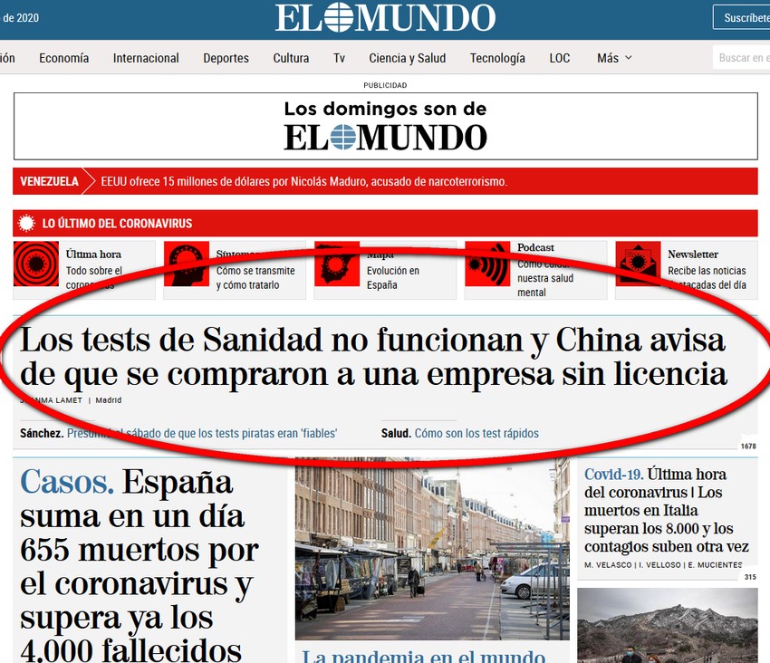 Naslovna strana "El Munda"