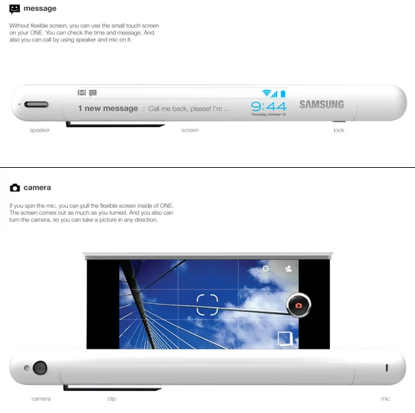Samsung One - futurystyczny smartfon ze zwijanym wyświetlaczem