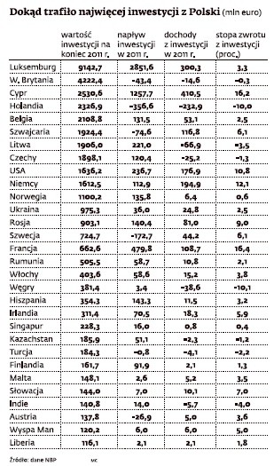Dokad trafiło najwięcej inwestycji z Polski