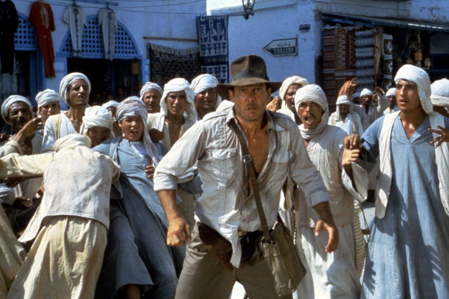 Harrison Ford jako Indiana Jones w filmie "Poszukiwacze zaginionej Arki"