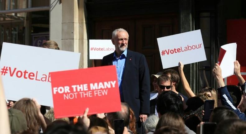 Britain's opposition Labour party leader Jeremy Corbyn during campaigning for the country's June 8 election