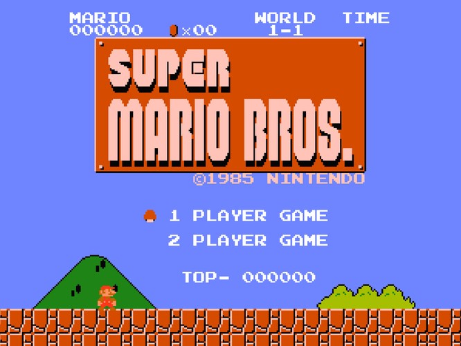 <b>Super Mario Bros (1985)</b>
<br><br>
Absolutny symbol konsoli NES (w Polsce znanej jako Pegasus) i jedna z najlepszych platformówek w historii gier. W grze wcielamy się w hydraulika Mario (a w trybie kooperacyjnym również w jego brata Luigi) i walczymy z dziwnymi stworami, potworami i smokami o uwolnienie pięknej księżniczki. Niestety znajduje się ona w innym zamku…
<br>
(fot. screen z gry | ©Nintendo)