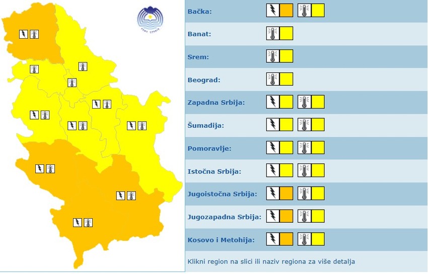 Meteoalarm za sredu
