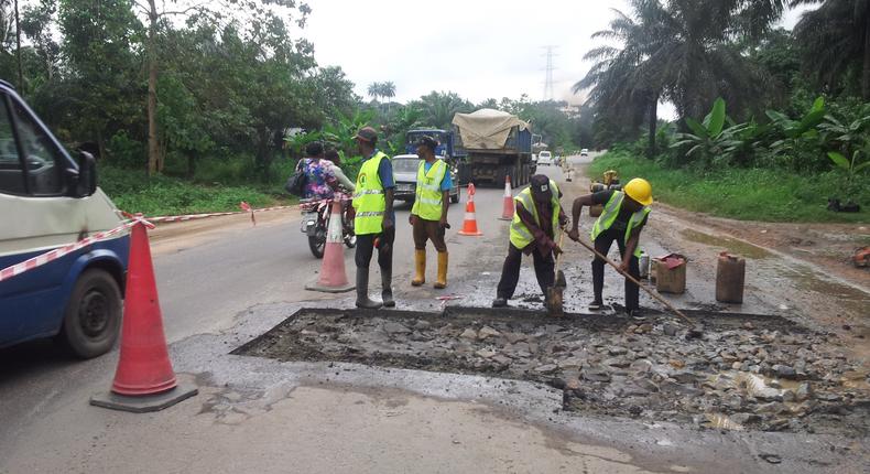 Officers of the Federal Emergency Road Maintenance Agency (FERMA) at work.  [dailypost]