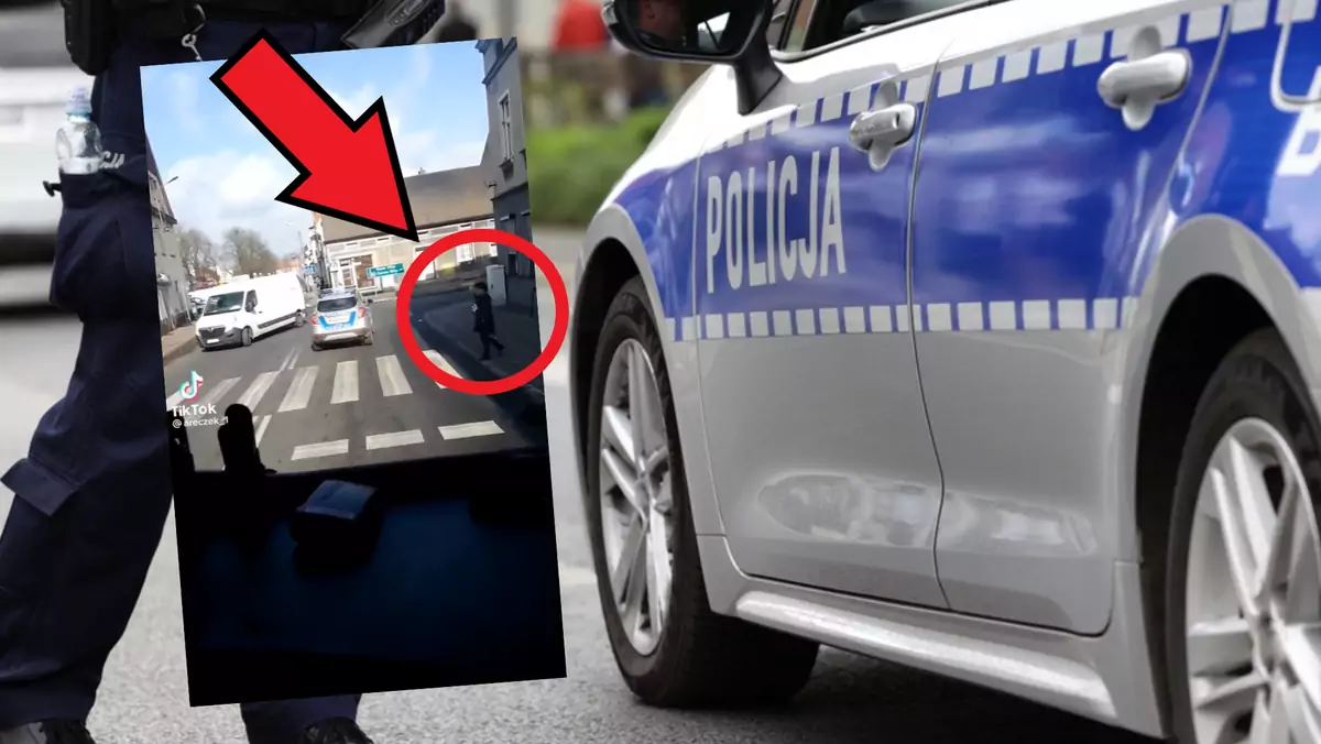 Policja nie ustąpiła pierwszeństwa pieszemu (fot. screen: Facebook/SpottedKobylin)