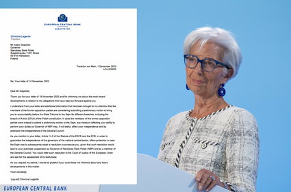 Christine Lagarde odpowiada Glapińskiemu. Potwierdza, że może iść do TSUE