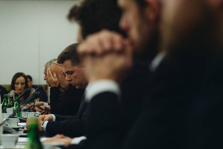 Dziennikarze na spotkaniu z marszałkiem Senatu Stanisławem Karczewskim