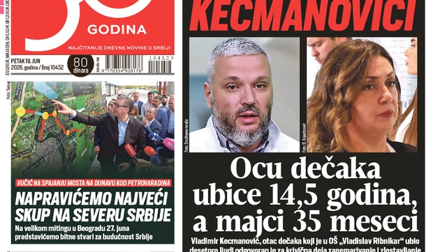 Blic naslovna strana za 19.6.