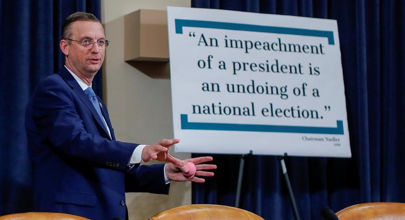 Ranking member Rep. Doug Collins (R-GA) arrives prior to the start of a House Judiciary Committee hearing on the impeachment Inquiry into U.S. President Donald Trump on Capitol Hill in Washington, U.S., December 4, 2019.